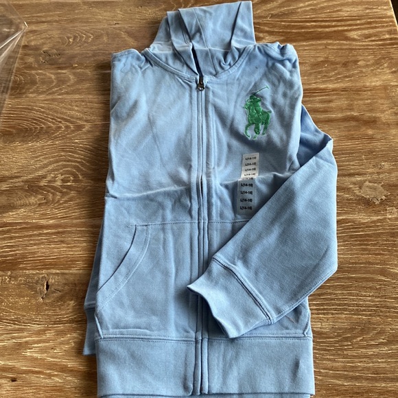 Polo Ralph Lauren Boys Full Zip mesh Hoodie Light blue Size L 14-16 NWT - Picture 3 of 5